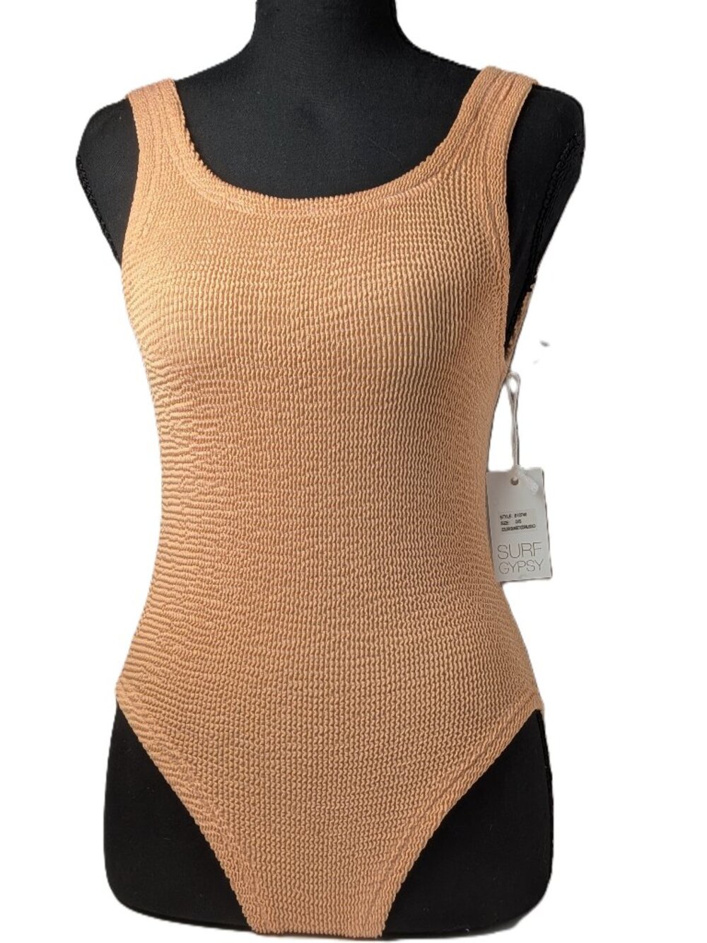 Surf Gypsy Sunset Coral Gold Crinkle One Piece Swimsuit O/S NEW w/ Tags